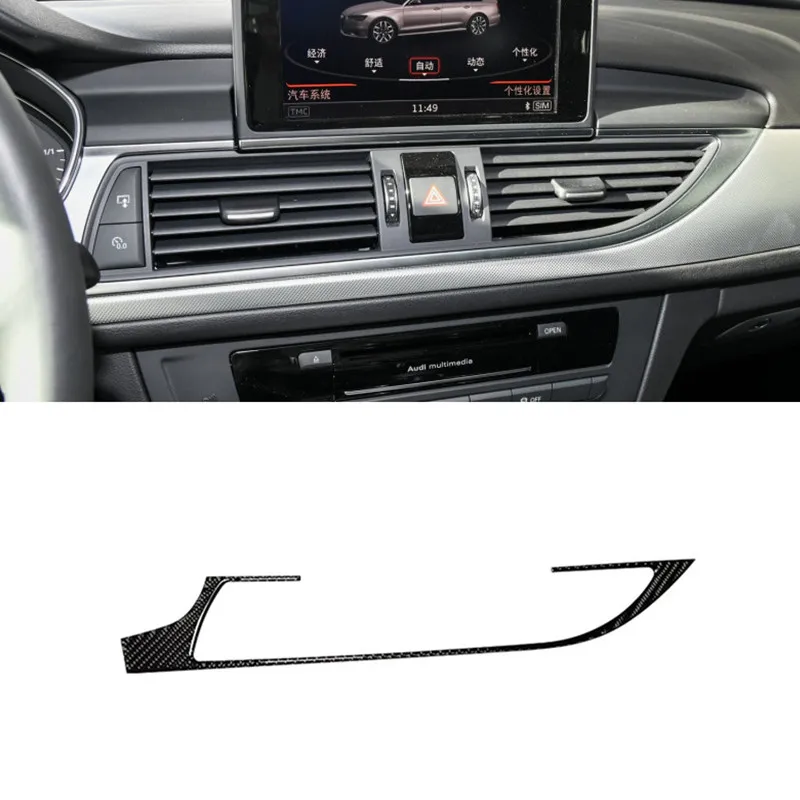 Car Front Air Outlet Trim For Audi A6 C7 A7 2012-2018 LHD Carbon Fiber AC Air Vents Frame Decoration Cover Stickers