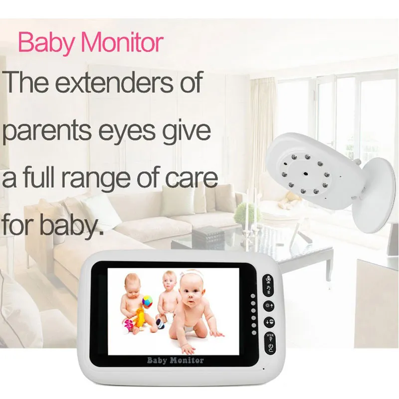 Acheter VB603 Moniteur bébé sans fil 3,2 pouces LCD IR Vision nocturne 2  voies parler 8 berceuses Moniteur de température vidéo nounou radio bébé  caméra