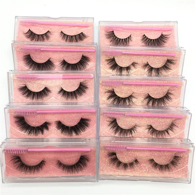 100% Vizon Kirpikler Doğal Yanlış Kirpikler 3D Vizon Kirpik Sahte Göz Lashes Uzun 3D Vizon Lashes Uzatma Kirpik Makyajı Lashes Fırçası ile