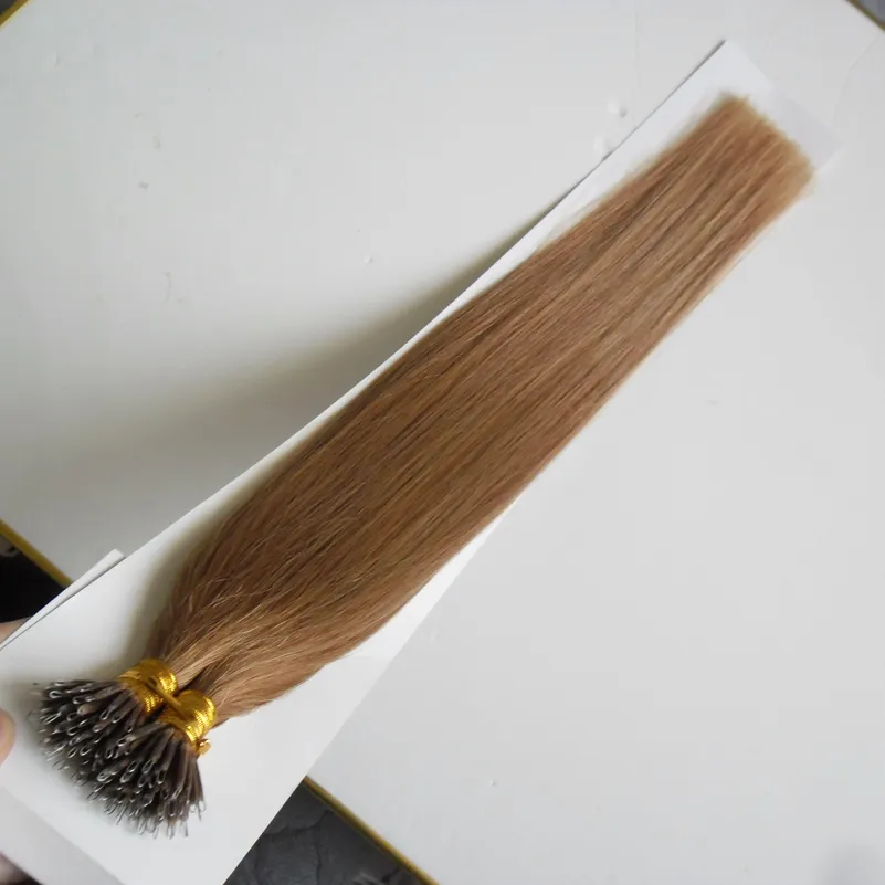 1.0 g / s 100g Rechte micro kralen Geen Remy Nano Ring Links Menselijk Hair Extensions 14 "18" 22 "Remy Micro Creads Menselijk Hair Extensions