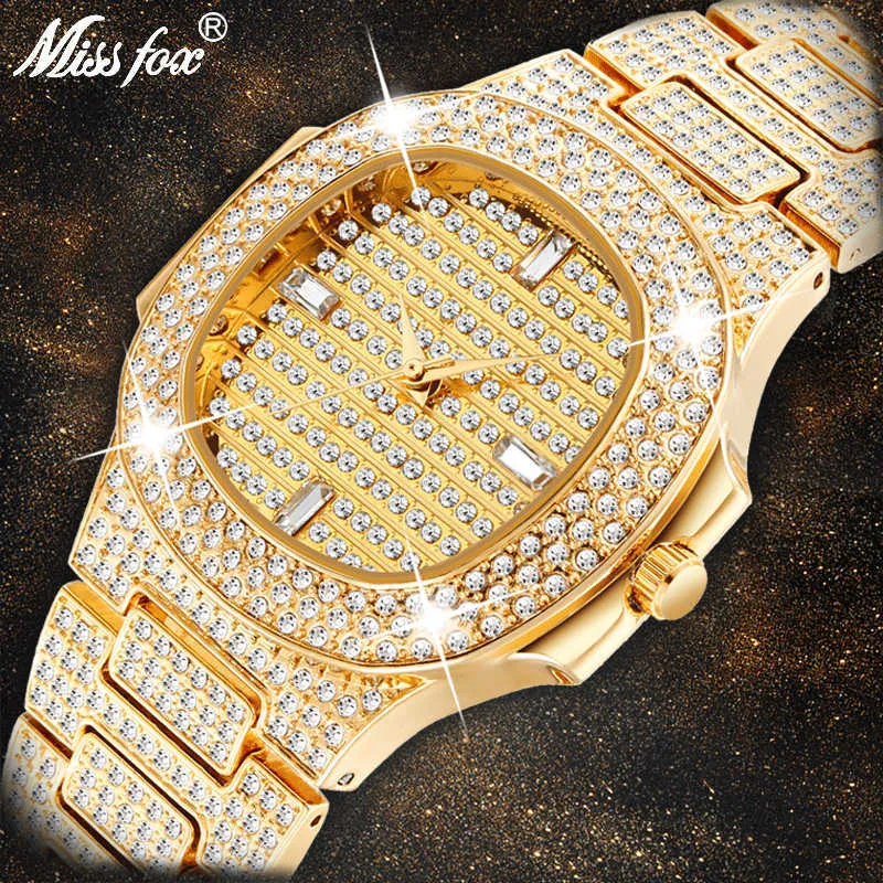 Miss Fox Brand Watch Quartz Ladies Gold Fashion Wrist Watches Diamond Stainless Steel Women Wristwatch Girls Female Clock Hours Y19062402