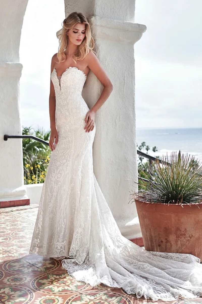 mermaid sweetheart neckline wedding dress Graceful Mermaid Sweetheart Satin Chapel Wedding Dress 44496 Vipbridals