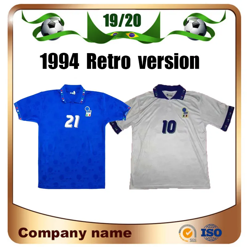 1994 Versão retrô Camisa de futebol da Itália 94 Home MALDINI BARESI Roberto Baggio ZOLA CONTE Camisa de futebol Fora uniformes de futebol da seleção nacional