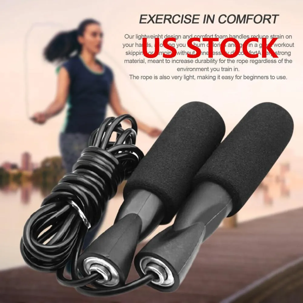 Fast Delivery Aerobic Exercise Boxing Skipping Jump Rope Adjustable Bearing Speed Fitness Black Unisex Women Men Jumprope FY6160