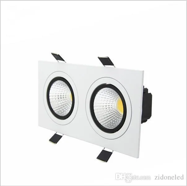 Verzonken LED Dimbare Downlight 2 Head Square Downlight COB 10W / 14W / 18W / 24W LED Spotlight Plafondlamp AC85-265V LED Puck Lights