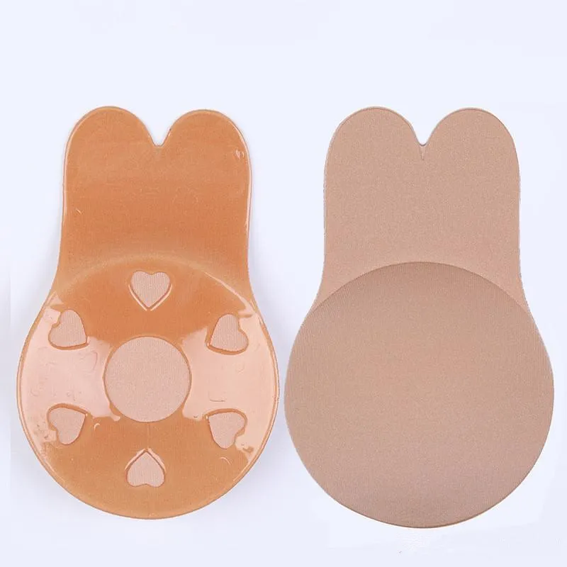 Dropshipping Silicone Self-Adhesive Bra Leopard Printed Rabbit Ears Strapless Invisible Bra Push Up Blackless Underwear Breast Sticker