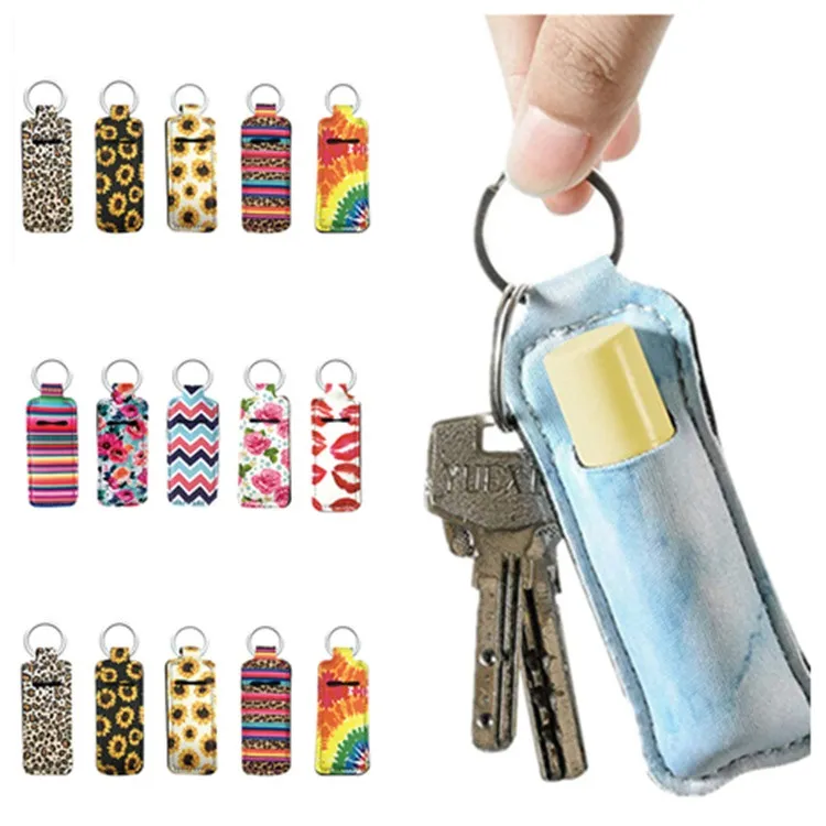 Hot Neoprene Chapstick Holder Printed Handy Lip Balm Lip Gloss Holder