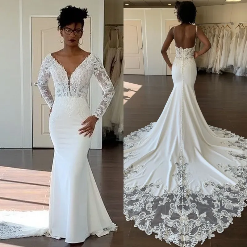 Elegante Abito Da Sposa Musulmano A Maniche Lunghe Con Applique In Pizzo Bianco Da 165 69 DHgate