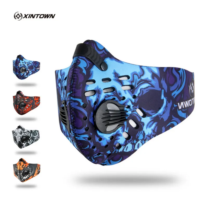 XIntown Anti-vervuiling Ciclismo Fietsen Maskers Half Face Bike Fiets met Filter Neopreen Geactiveerde Carbon Mesh-doek