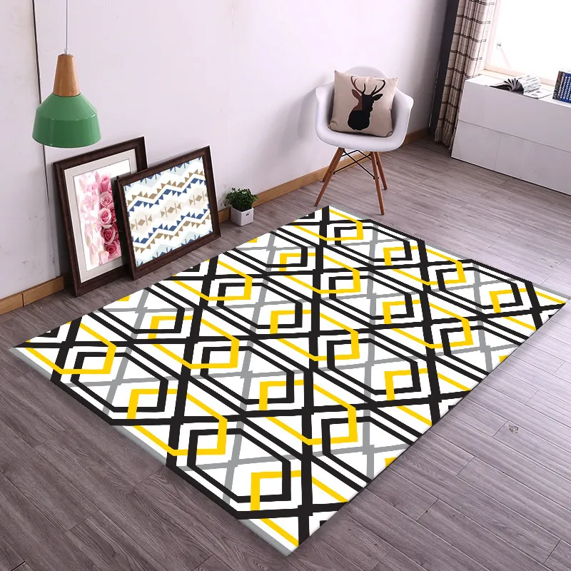 Rectangle 3D printing heat transfer carpet bedroom tea table living study dining model room hall antiskid doormat