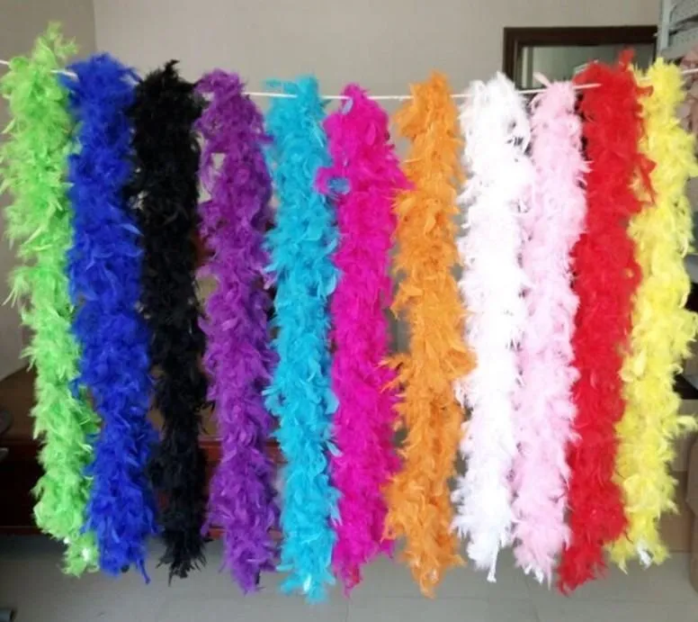 White Feather Boas Turkey Feather Boa Large Chandelle Marabou Wedding  Ceremony White Pink Orange Yellow Red Green From Kuaying518, $2.1