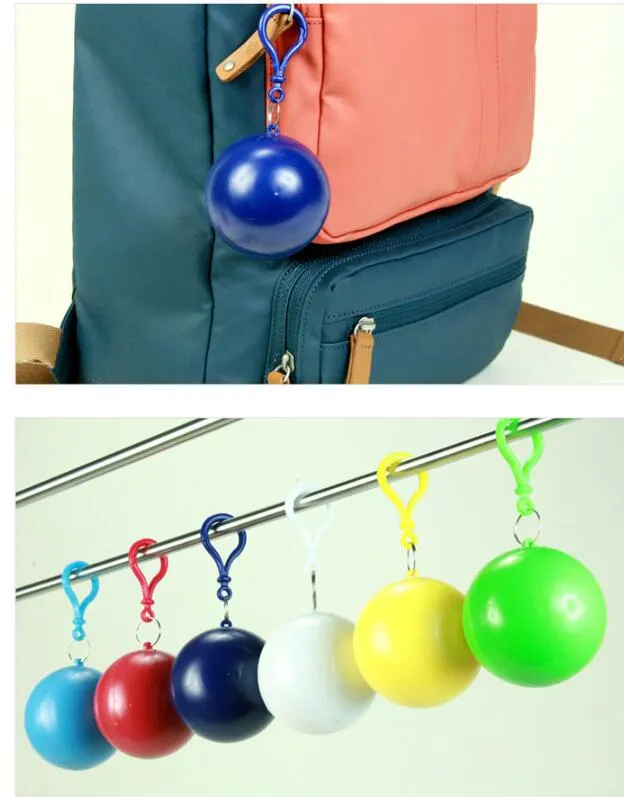 Disposable Raincoat Plastic Ball Key Chain Disposable Raincoats Portable Spherical Case Traveling Hiking Camping Raincoat GH075