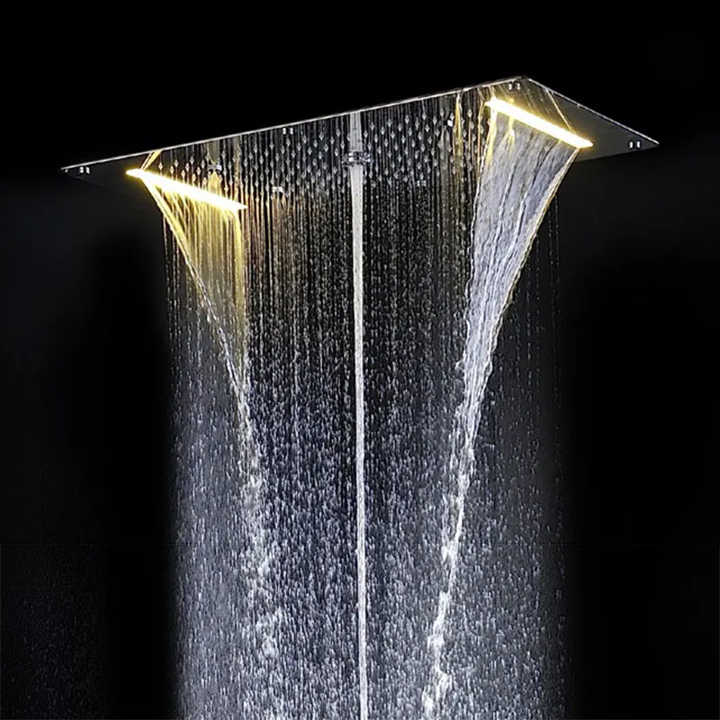 2020 Nieuwe Stijl Douchekop LED Plafond Vierkant Overhead 700x380mm Bathroom Stystem Rain Waterfall Bubble Mist DA5422