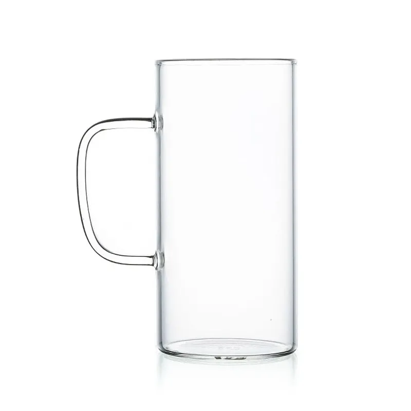 Premium Straight Body Pyrex Glasses Mug with Handle Ultra Clear Borosilicate Glass Cup for Coffee Juice Water Milk Tea 310ml 10oz