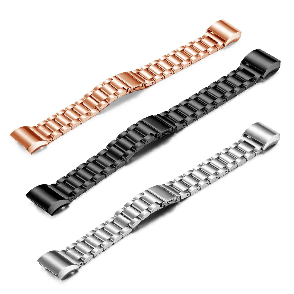 Fitbit şarj 2/3 / 4 / SE kayışı f paslanmaz çelik metal değiştirme band siyah rosegold için uyumlu