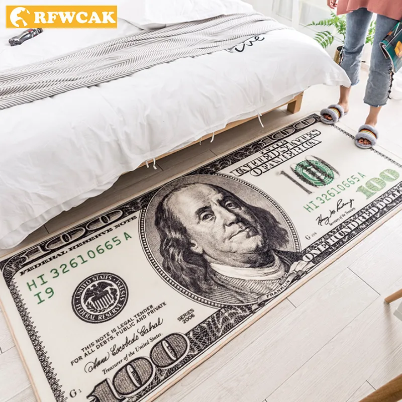 Rfwcak criativo EUA dólar 3d tapete para sala de estar área de tapete tapete tapete de cabeceira corredor de cabeceira kits kids quarto tapete decoração home y200527