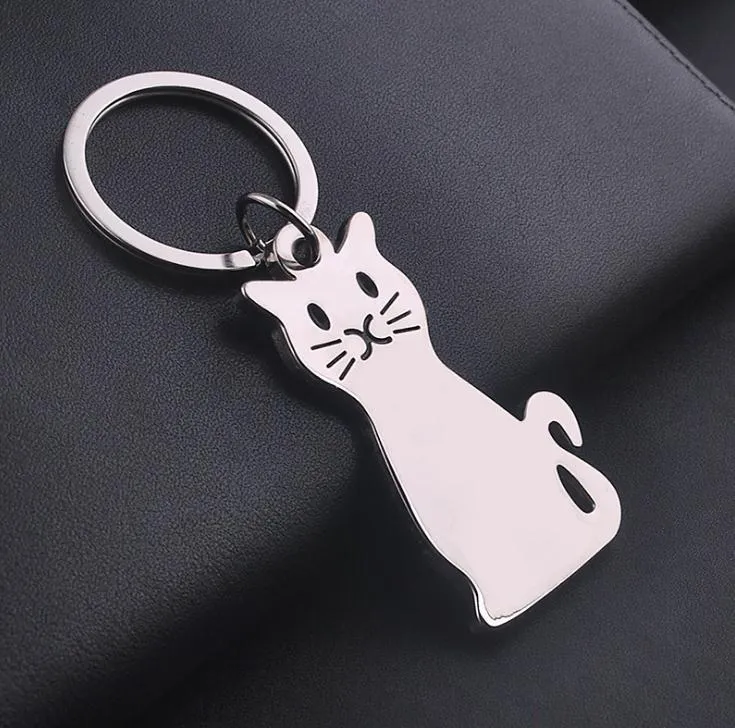 500 sztuk Nowa Moda Kreatywny Model Kot Brelok Popularny Keyring Metal Breloczek Prezent SN1845