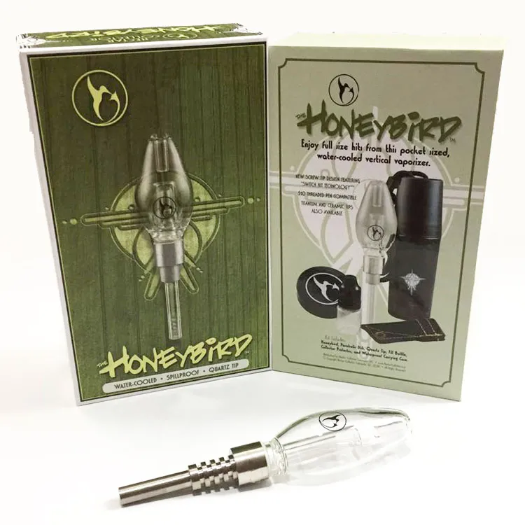 honeybird straw kits with quartz tip mini glass pipe oil rig concentrate mini glass water bong