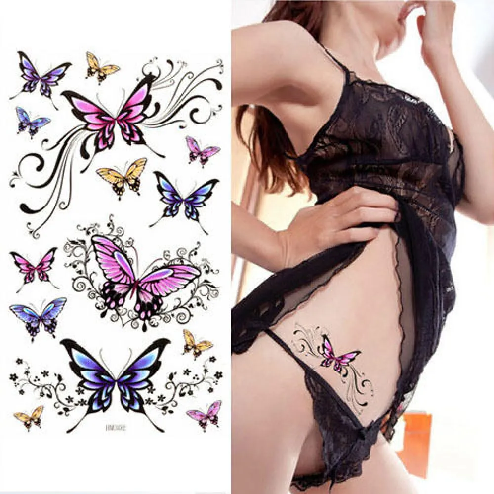 Chaude petit Sexy papillon tatouage temporaire mignon étoile tatouage autocollant amour femmes corps doigt Art beauté amovible étanche Tatoo