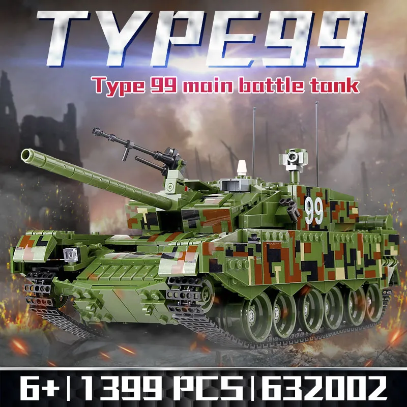 AIBOULL PLS MILITAIRE 632002 1339 STKS Type 99 Main Battle Tank Bouwstenen Bricks Enlighten Toys for Children Compatibel