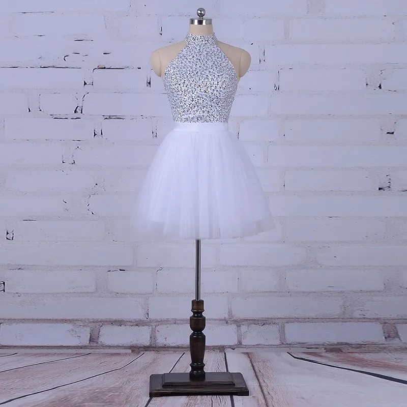 Silver Glitter Sequin Prom Dress, Tulle Homecoming... From Lovemydress,  $75.35