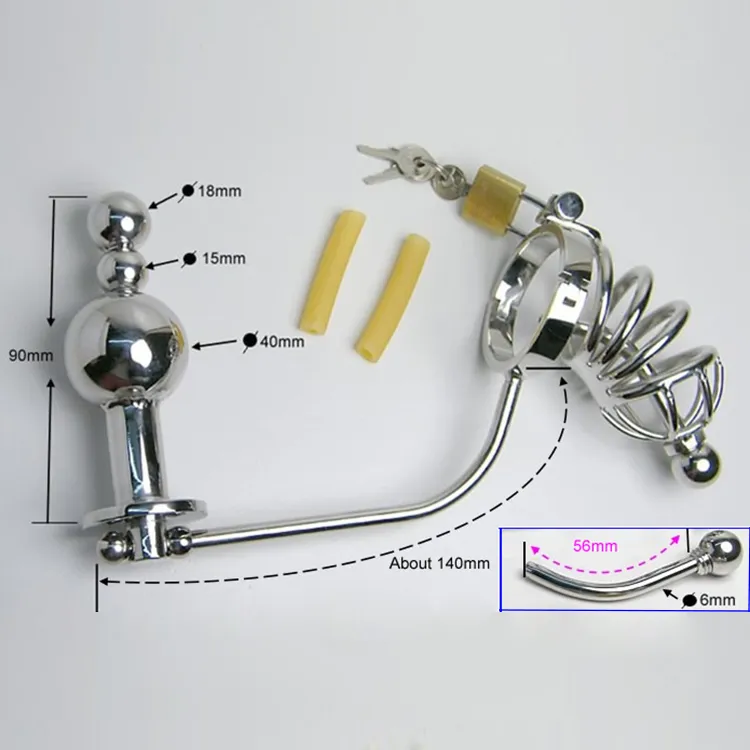 Sodandy Anal Plug Mâle Ceinture De Chasteté Cock Cage En Acier Inoxydable Dispositif De Chasteté Butt Plug Pénis Anneau Urétral Son Bondage Costume Y19070102