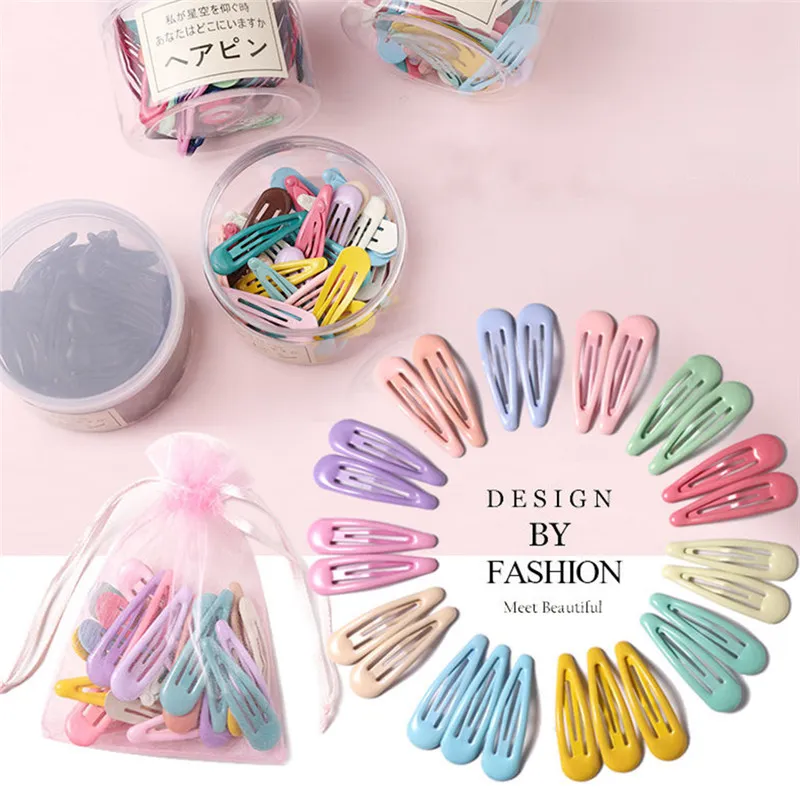 3-40Pcs 5cm Snap Hair Clips Pins BB Hairpin Color Metal Barrettes for Baby Children Women Girl Styling Accessories