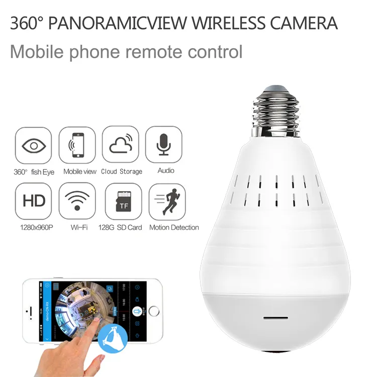 360 Degree Surveillance Camera Light Bulb - 960P HD WiFi Security ...