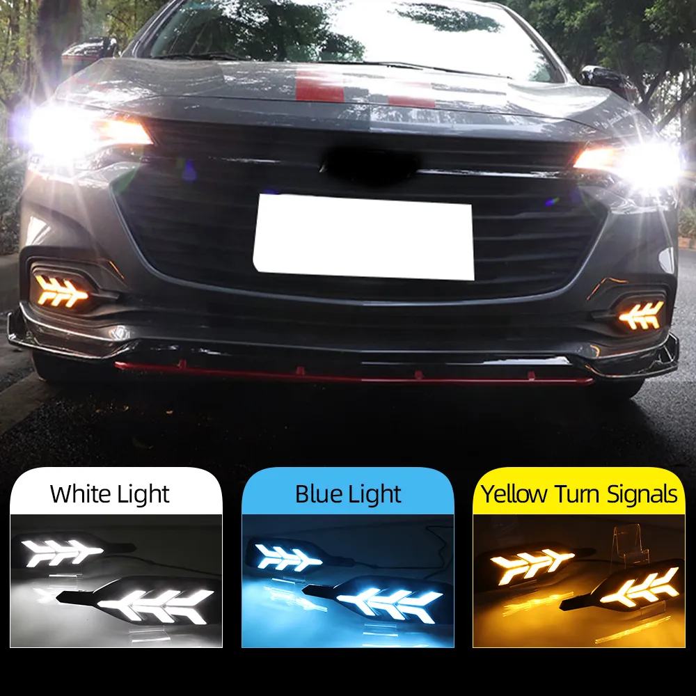 2 stks DRL voor Chevrolet Monza 2019 2020 LED Dagrijverlichting Mistlamp Geel Draai Signaal Lamp