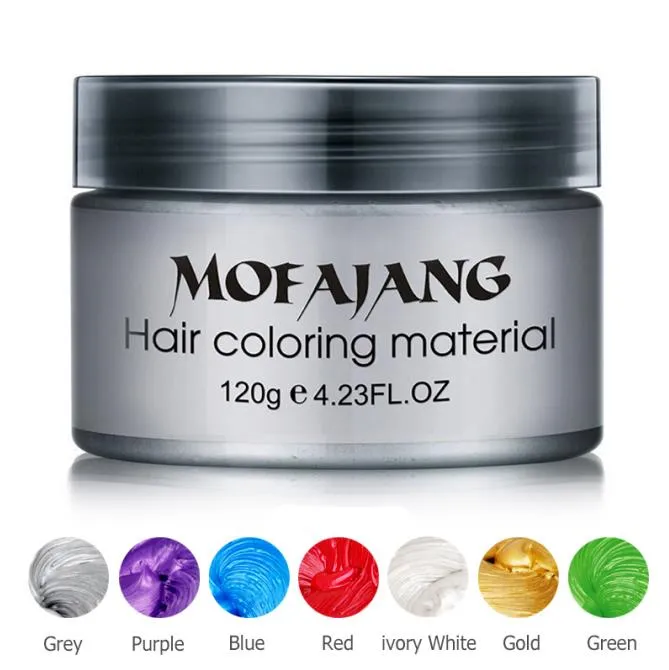 Mofajang haar wax 120 g zilver oma grijs haar pomade 8 kleuren wegwerp mode haar styling klei kleuring modderroom