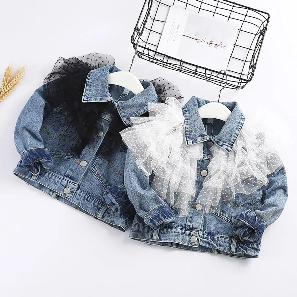 Printemps filles Denim veste Cardigan manteau dentelle enfants Jean vêtements d'extérieur à manches longues automne enfants vêtements 2020 nouvelles filles vêtements 1T-5T