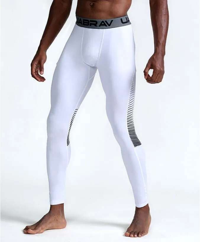 2019 Livraison gratuite collants de sport pour hommes pantalons de sport de course en plein air respirants à séchage rapide pantalons de basket-ball pour hommes Couleur Noir Blanc S-XXL