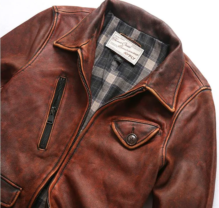 New Arrival RRL LIMITED EDITION 1920 Newsboy Kurtka Vintage Czerwona Brown Leather Avfly Skórzana kurtka