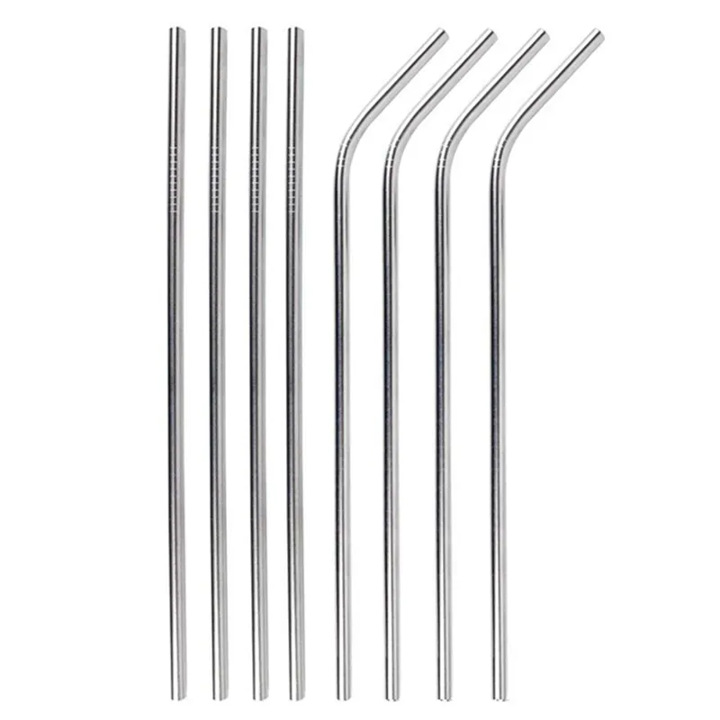 50 stuks 8,5 inch 215 mm 304 roestvrij staal metalen rietje recht/gebogen herbruikbare bar accessoires partij milieuvriendelijke bar rietjes