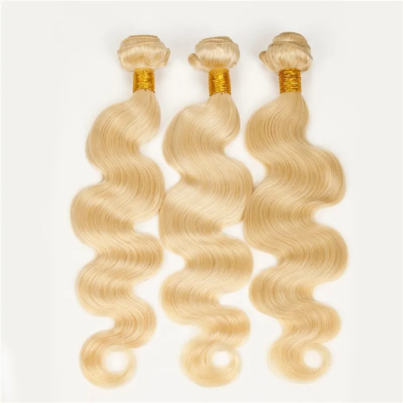 Blonde Human Hair 613 Kolor Ciało Wave Wysokiej Jakości Dziewiczy Brazylijski Peruwiański Extension Włosów Wątki Wątki