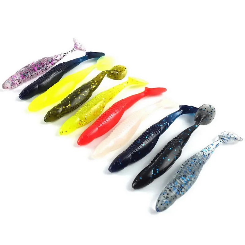 Hot 10 cor suave geléia isca de gota tiro pesca tackle bait jig remar cauda afundando lenços de pesca de silicone macio 11cm 6g