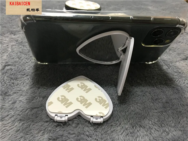DHL Universal Coração Espelho Porta Celular 3M cola UV imprimindo telefone vidro em branco stand de 360 ​​graus Suporte Dedo