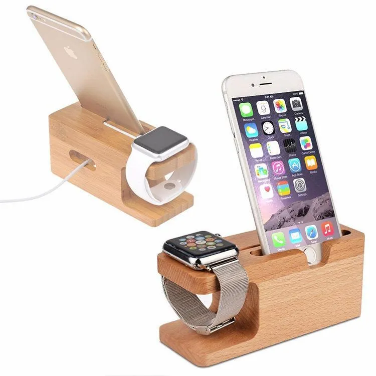 Apple Watch için Bambu Ahşap Şarj Cihazı İstasyonu Şarj Dock İstasyonu Şarj Cihazı Stand Tutucu İPhone Iwatch Dock Stand Tutucu