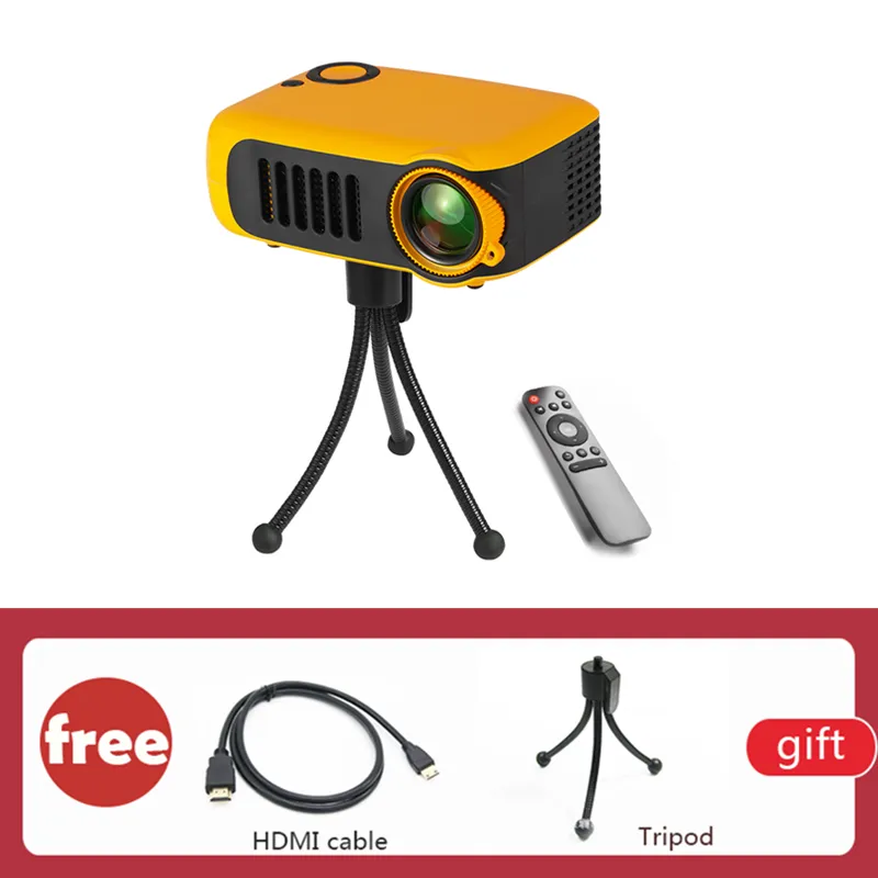 A2000 Mini draagbare LCD-projector Kleiner dan iPhone met statief 1000 lumen 1080P Beamer SD-kaart USB Home Theatre-videoprojector VS UC18