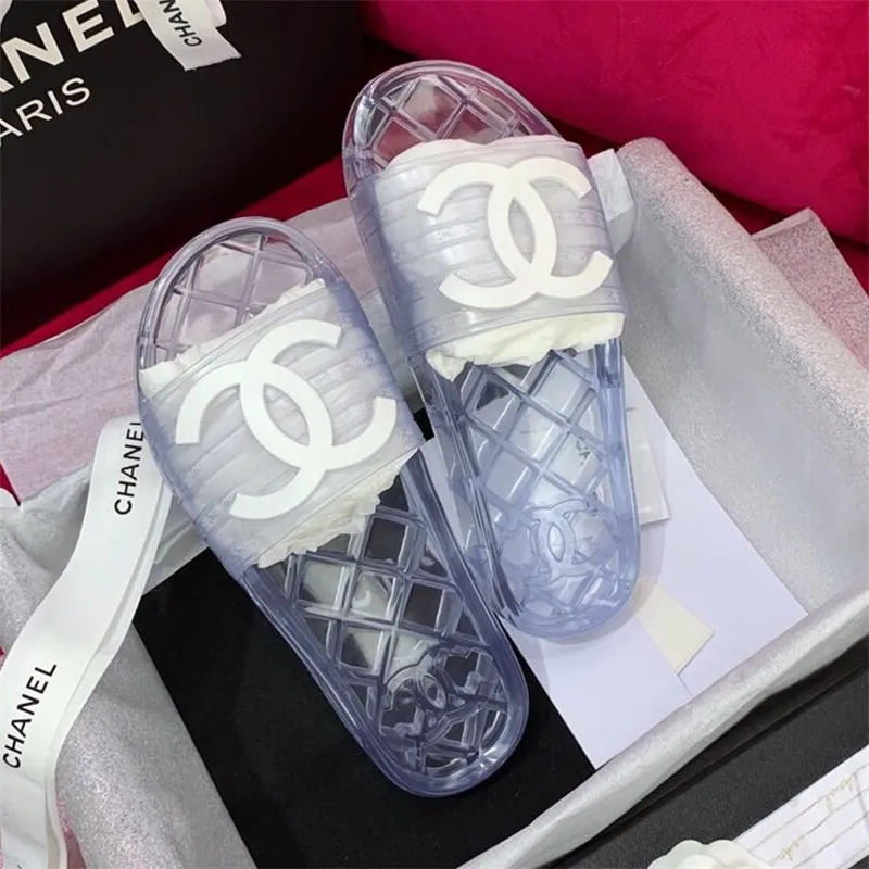 clear jelly chanel slides