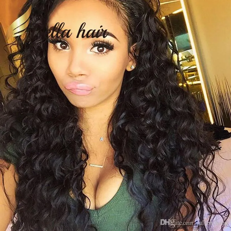 SALE Deep Wave Full Lace Wig Brazilian Virgin Remy Hair 360 Front Wigs Curly 100% Virgin Human Pre-Plucked Factory Outlets