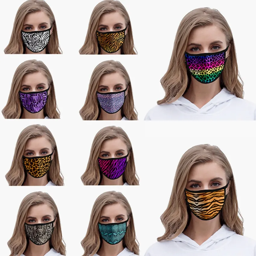 Dier afdrukken gezicht masker katoenen gaas anti-stof herbruikbare wasbare masker luipaard 3D-gedrukte volwassen mode maskers ontwerper HHA1432