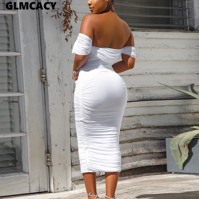 Sexy white midi top dress