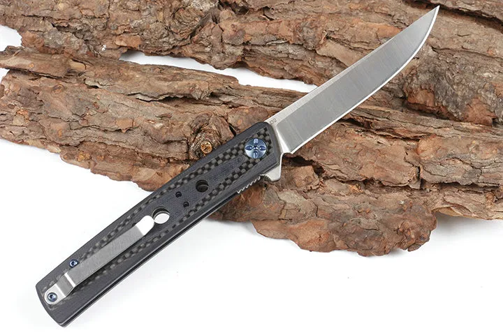 Yüksek Kaliteli Rulman Flipper Katlanır Bıçak D2 Damla Nokta Saten Bıçak Karbon Fiber + G10 Kolu EDC Cep Bıçaklar