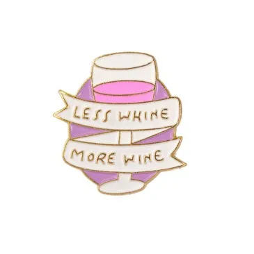 Brooches Less Whine , More Wine Hat Pin Tie Tack Enamel Lapel Brooch