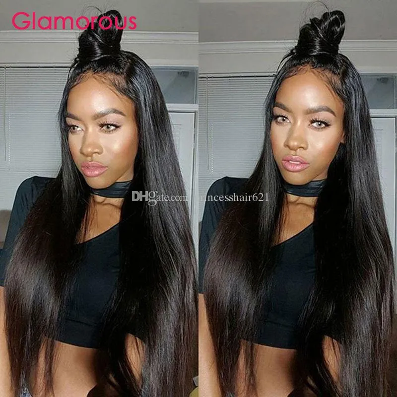 Glamorous Human Hair Wigs for Black Women Peruvian Straight Lace Front Wigs with Baby Hair 10Inch to 30 Inch