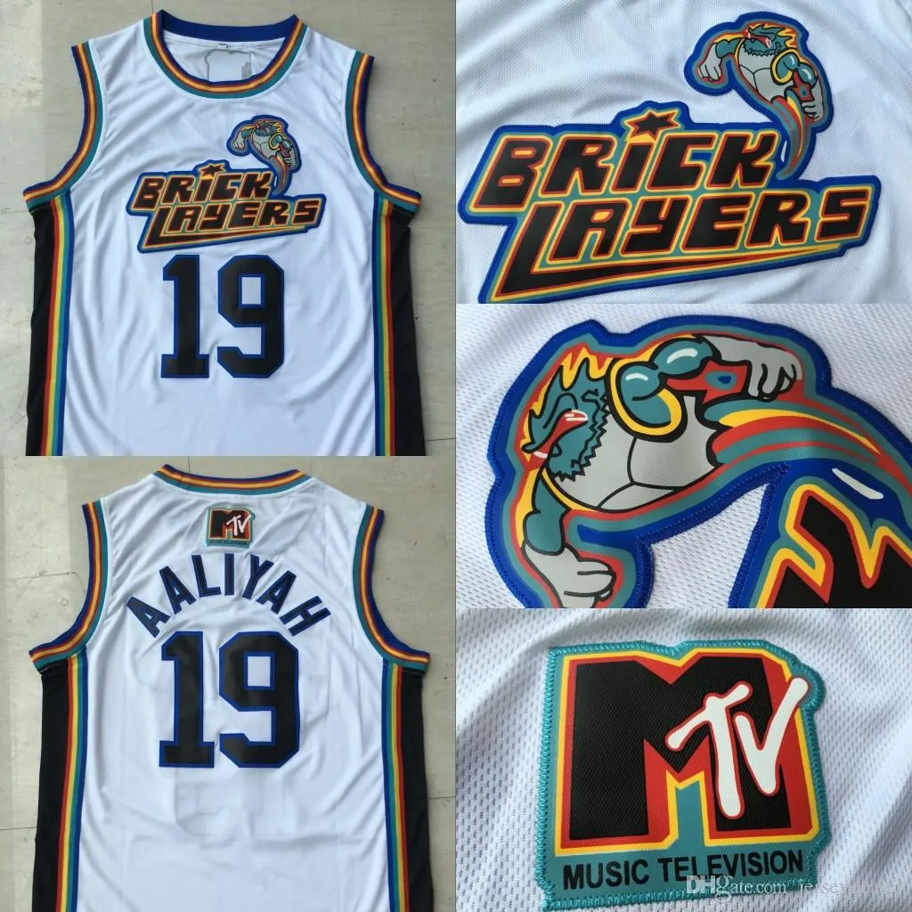 قمصان كرة السلة Mens 19 Aaliyah Bricklayers 1996 MTV Rock N Jock Movie Jersey 100 ٪ Jerseys Schited S-3XL Shipping