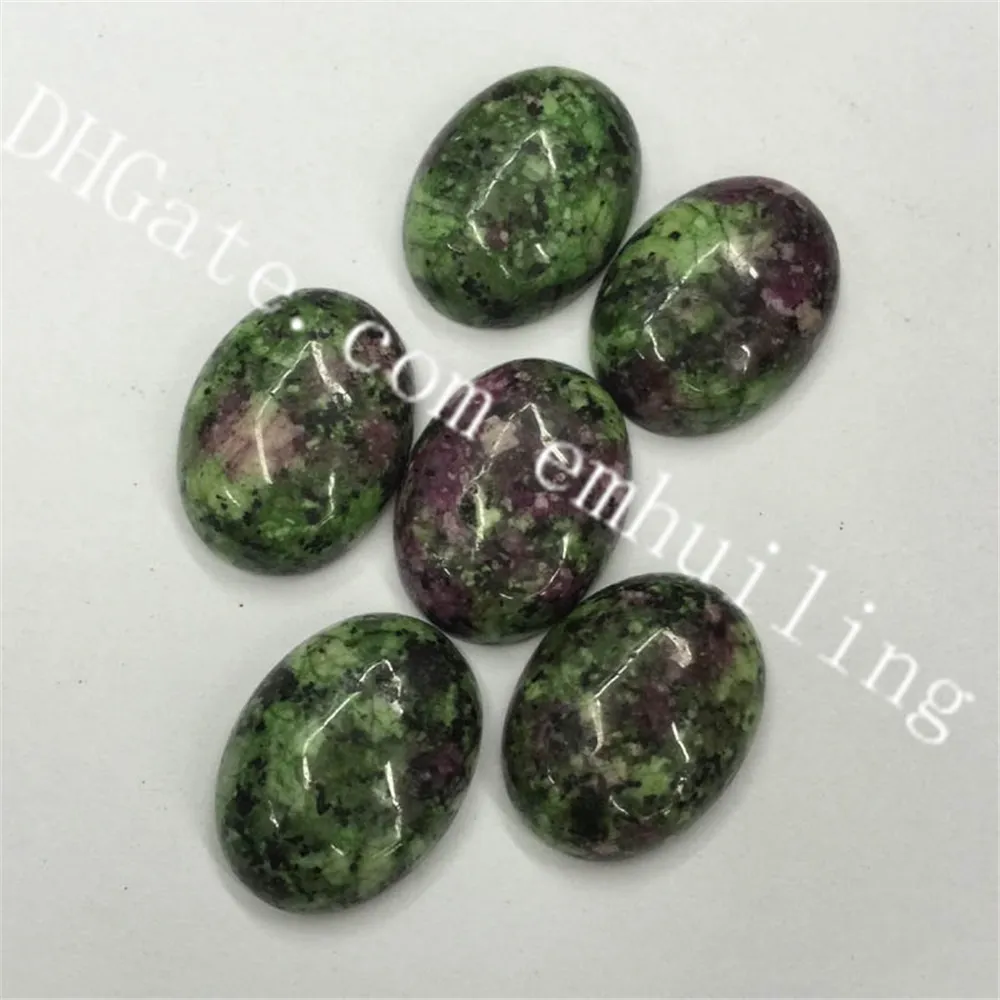 100pcs Zoisite Cabochon의 도매 멀티 사이즈 옵션 자연 루비 세련된 보석 택시 탑 희귀 타원형 Flatback Anyolite 크리스탈 루즈 원석