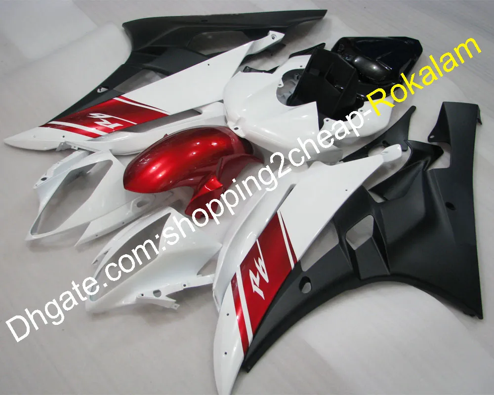 06 07 07 YZF-600 R6フェアリングパーツ用YAMAHA YZFR6 2006 2007レッドホワイトブラックYZF-R6オートバイフェアリング（射出成形）