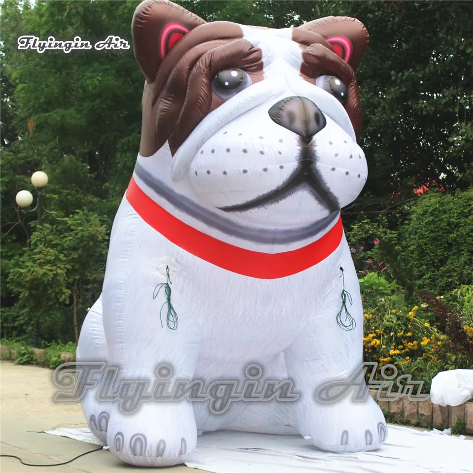 Cute Large Inflatable Bulldog Balloon Puppy Pet Model 4m Advertising Cartoon Animal Blow Up Sitting Dog For Outdoor Event